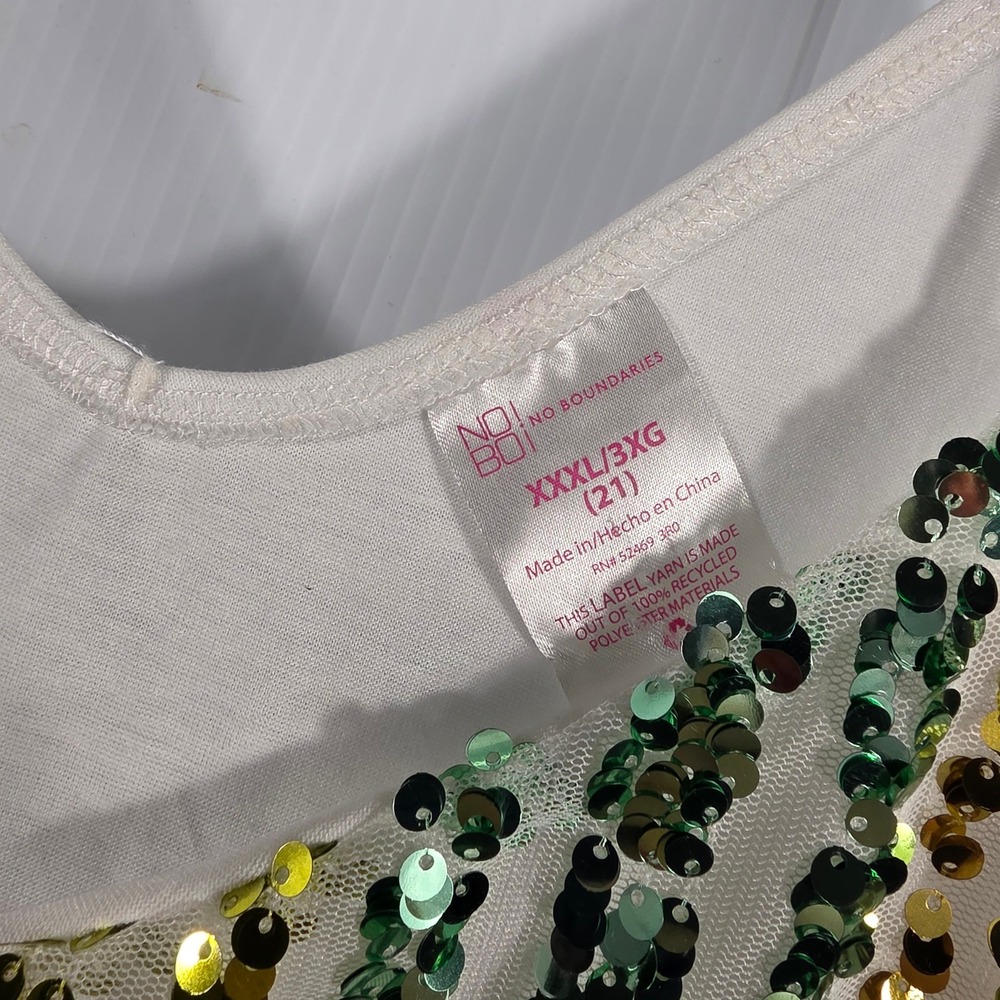 No Boundaries Rainbow Sequin Cami Tank Top V-Neck White Plus Size XXXL 3XG NEW - Picture 4 of 8